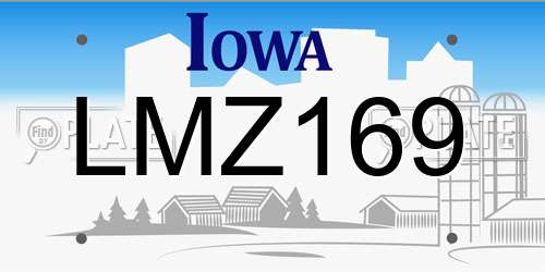 LMZ169 Iowa License Plate
