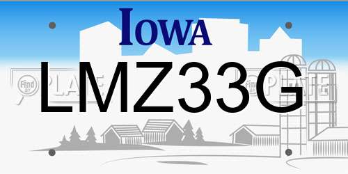 LMZ33G Iowa License Plate