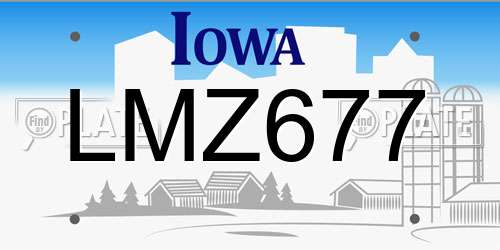 LMZ677 Iowa License Plate
