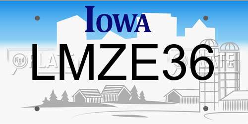 LMZE36 Iowa License Plate