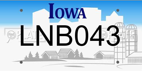 LNB043 Iowa License Plate