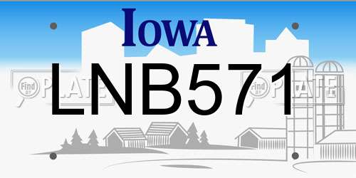 LNB571 Iowa License Plate
