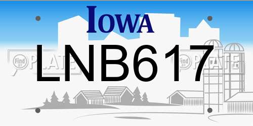LNB617 Iowa License Plate
