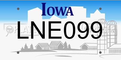 LNE099 Iowa License Plate