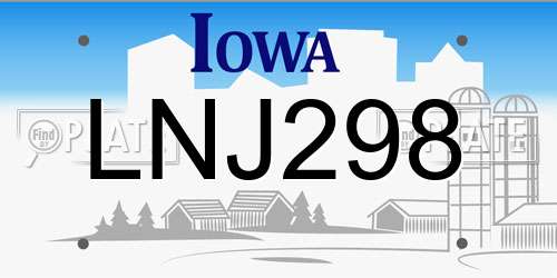 LNJ298 Iowa License Plate