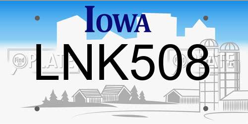 LNK508 Iowa License Plate
