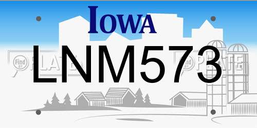 LNM573 Iowa License Plate