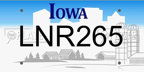 LNR265 Iowa License Plate
