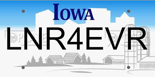 LNR4EVR Iowa License Plate