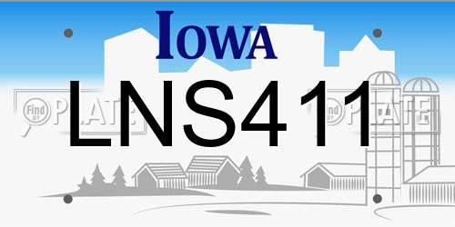 LNS411 Iowa License Plate