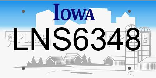 LNS6348 Iowa License Plate