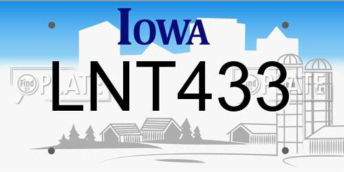 LNT433 Iowa License Plate