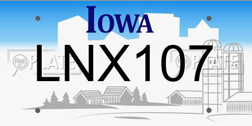 LNX107 Iowa License Plate