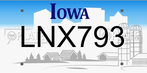 LNX793 Iowa License Plate