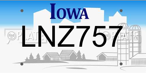 LNZ757 Iowa License Plate