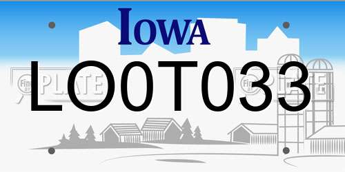 LO0T033 Iowa License Plate