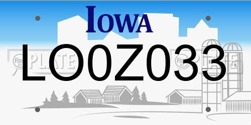 LO0Z033 Iowa License Plate