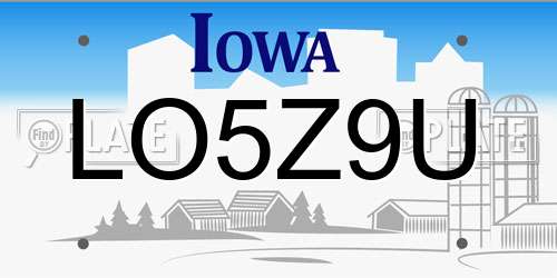 LO5Z9U Iowa License Plate
