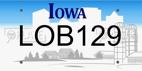 LOB129 Iowa License Plate