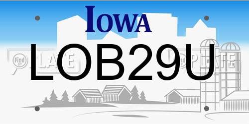 LOB29U Iowa License Plate
