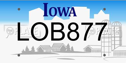 LOB877 Iowa License Plate