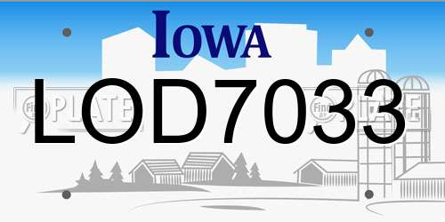 LOD7033 Iowa License Plate