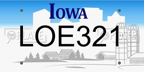 LOE321 Iowa License Plate