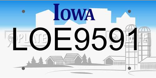 LOE9591 Iowa License Plate