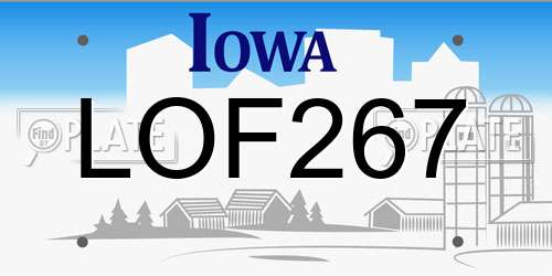 LOF267 Iowa License Plate