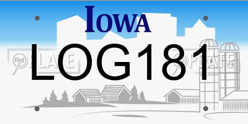 LOG181 Iowa License Plate