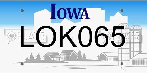 LOK065 Iowa License Plate