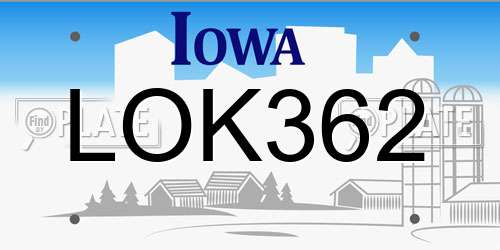 LOK362 Iowa License Plate