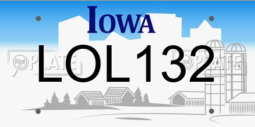 LOL132 Iowa License Plate