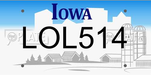 LOL514 Iowa License Plate