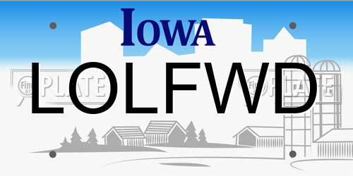 LOLFWD Iowa License Plate
