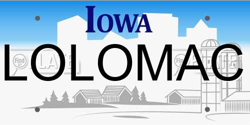LOLOMAC Iowa License Plate