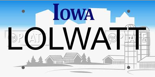 LOLWATT Iowa License Plate