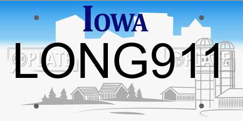 LONG911 Iowa License Plate