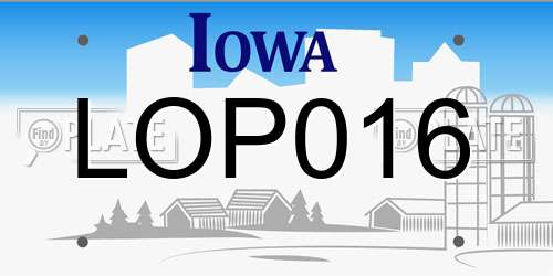 LOP016 Iowa License Plate
