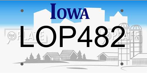 LOP482 Iowa License Plate