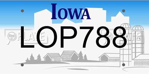 LOP788 Iowa License Plate