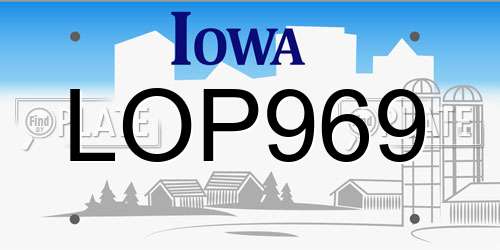 LOP969 Iowa License Plate