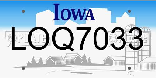 LOQ7033 Iowa License Plate