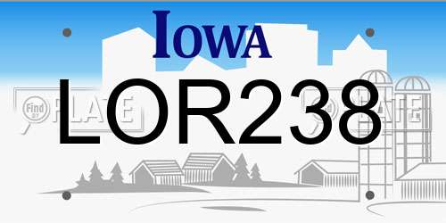 LOR238 Iowa License Plate