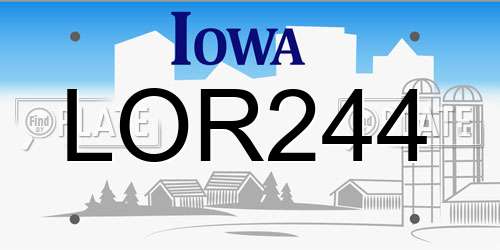 LOR244 Iowa License Plate