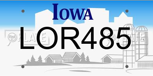 LOR485 Iowa License Plate