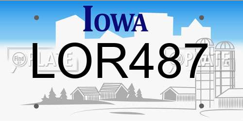 LOR487 Iowa License Plate