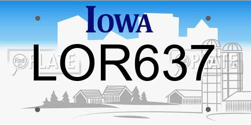 LOR637 Iowa License Plate