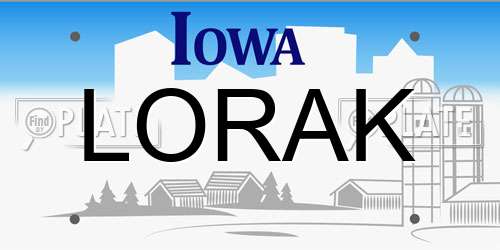 LORAK Iowa License Plate