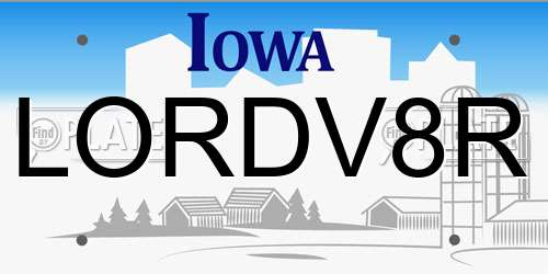 LORDV8R Iowa License Plate